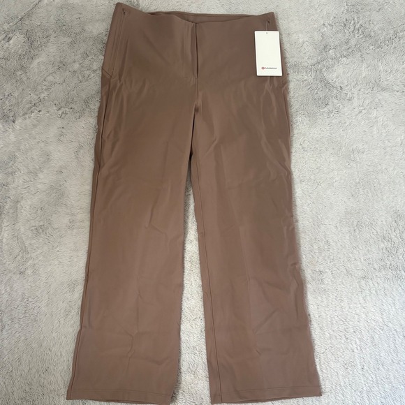 NWT Lululemon Smooth Pull On High Rise Crop Pant Tan 14 Taupe Trouser Work